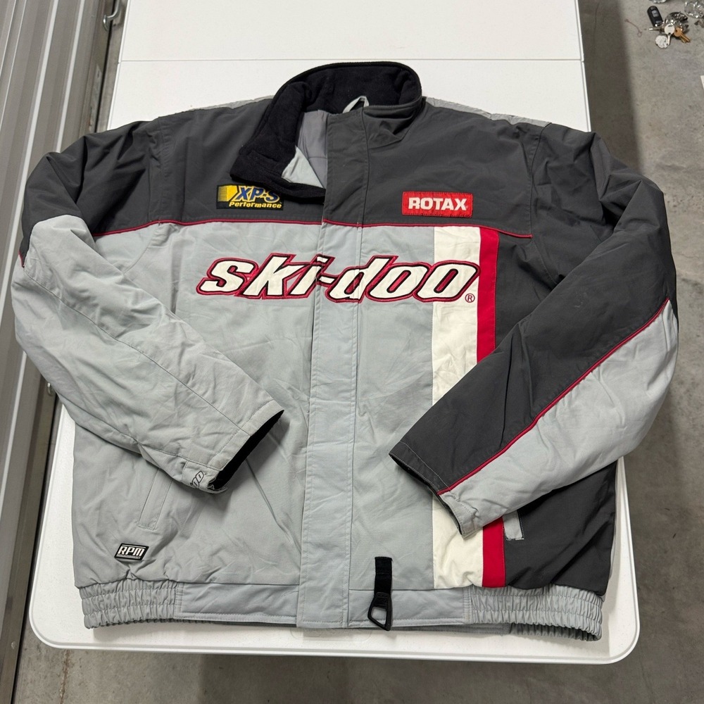 Ski-Doo RPM Snowmobile Racing Jacket Mens 2XLT Grey Good Rotax XPS Embroidered